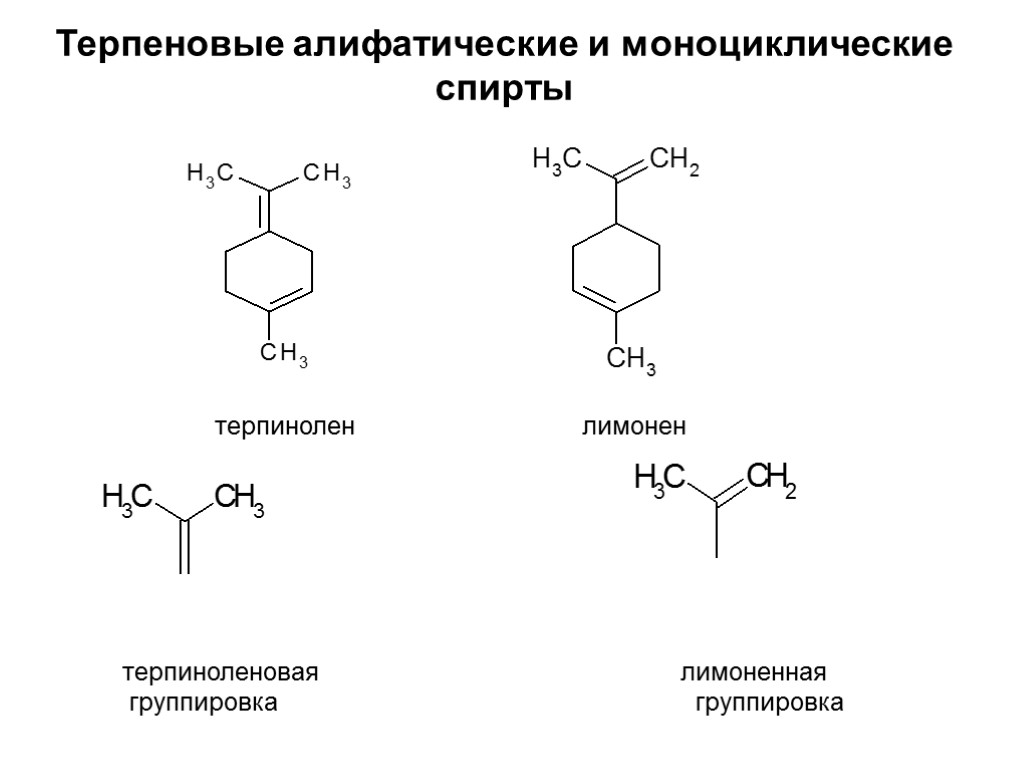 Терпеновые алифатические и моноциклические спирты терпинолен лимонен терпиноленовая лимоненная группировка группировка